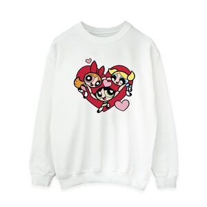 The Powerpuff Girls Womens/Ladies Holding Hands Heart Sweatshirt / White